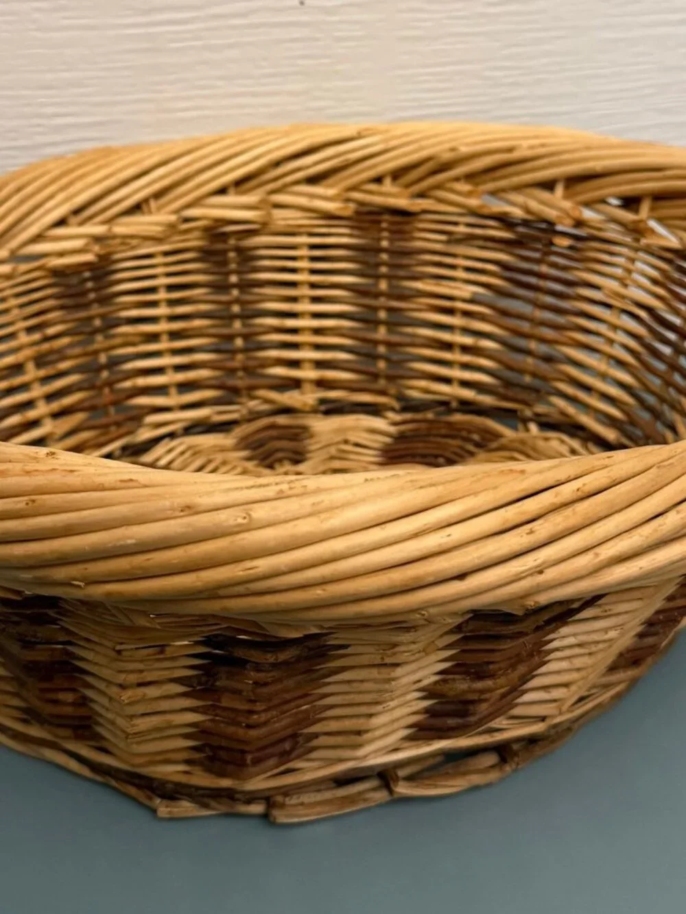 Mid-20th Century Serving/Storage Basket Two-Tone Weave